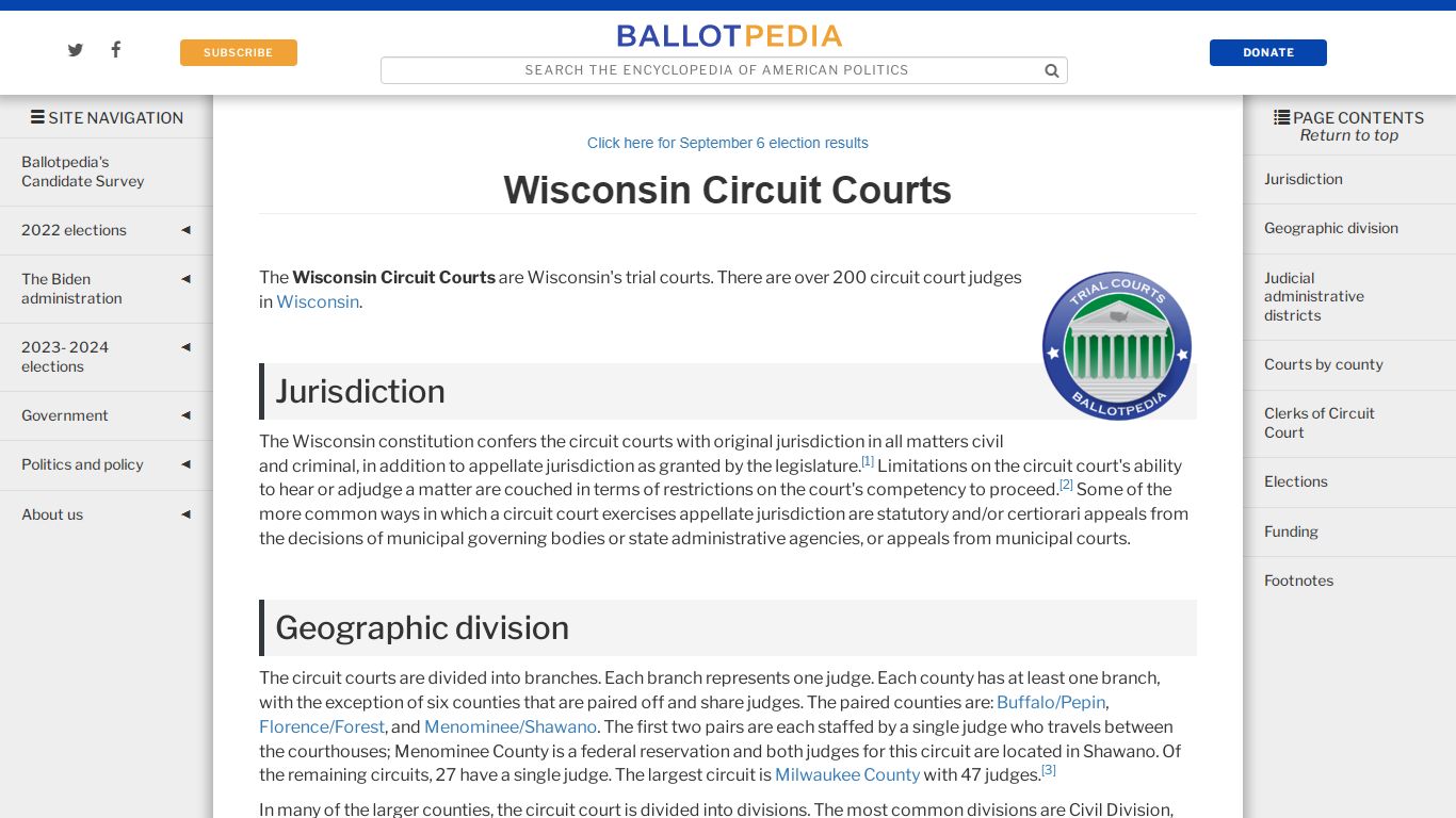 Wisconsin Circuit Courts - Ballotpedia